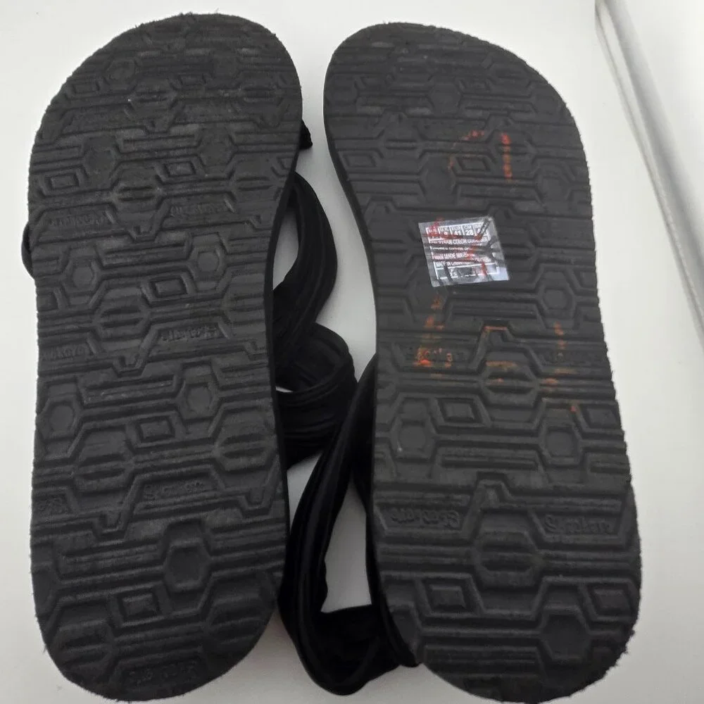 Skechers Meditation Womens Black Slingback Sandals Size 11 Yoga Foam Comfort